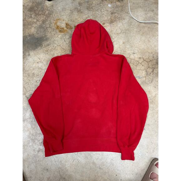 Vintage Champion Reverse Weave Half-Zip Red Hoodie Chain-Stitched Script Logo M - Picture 2 of 14